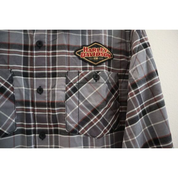 Harley-Davidson 96645-23VM Men's Sz XL Gray Plaid 120th Anniversary L/S Shirt - Picture 5 of 10